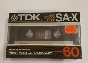 TDK SA-X 60 TYPE II BLANK CASSETTE TAPE 1985 SEALED. Small tear in wrap.