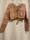 House Of Harlow Long Sleeve Cropped Tie Front Chevron Cardigan Size M
