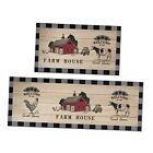 Farmhouse Kitchen Rugs Set of 2, Farm Rooster 17