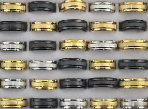 35pcs Mens Jewelry Wholesale Lots Stainless Steel 3Color Mixed Fashion Rings