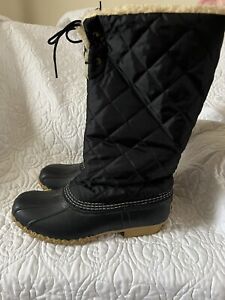 LL Bean Duck Bean Boots Shearling Wool Lined Convertible Sz 8 M Black 265084