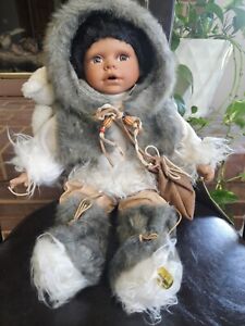 Olik-Seymour Mann Award Winning Porcelain Doll Eskimo With Bear