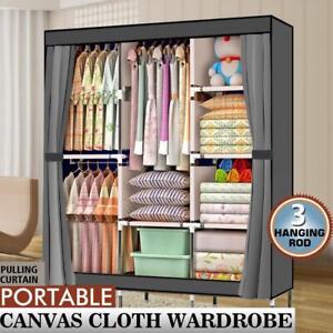 Portable Closet Wardrobe Clothes Rack Dustproof Cover Storage Organizer Holder