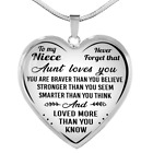 To My Niece Necklace Heart Pendant Gifts From Auntie Never Forget Aunt Loves You