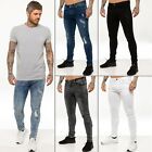 Enzo Skinny Jeans Mens Super Stretch Flex Denim Slim Fit Ripped Destroyed Pants