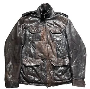Posh London Coat Sheepskin Leather Designer Mens Brown Jacket - Size L/XL