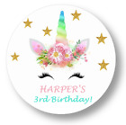 12 Unicorn Face Party Stickers 2.5