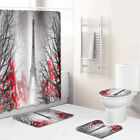 New Scenic 3D Waterproof Shower Curtain Bath Mat Set with Toilet Cover /-