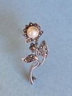 Vintage Sterling Marcasite and Pearl Sunflower Pin/ Brooch