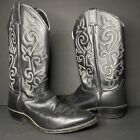 Justin Mens 1409 Classic Western Black Calf Leather Cowboy Boots - Sz 11 D