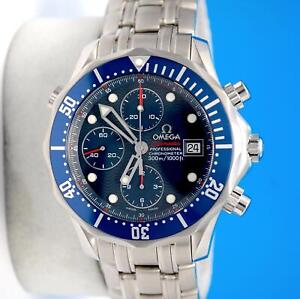 Mens Omega Seamaster 300M Automatic Chronograph watch 41MM Blue Dial 2225.80