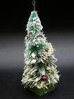 Vintage Christmas Bottle Brush Snow Flocked Tree with Mercury Glass Beads Japan