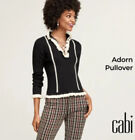 Cabi New NWOT Adorn Pullover #4103 Black w Ivory ruffle trim Medium Was $120
