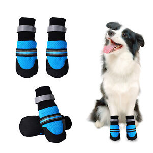 4pc Puppy Dog Shoes Boots Anti-slip with Reflective Strip Outdoor Paw Protectors