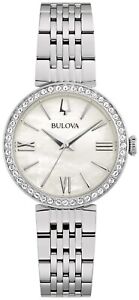 Bulova Women's Classic Crystal Accent Silver Stainless Steel Watch 30MM 96L284