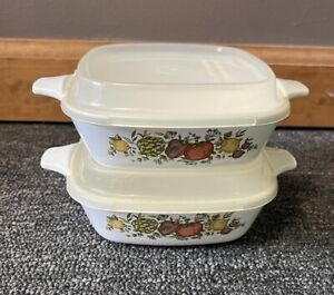 Vintage Corning Ware Spice Of Life Set Of 2 P-41-B Casserole Dishes With Lids