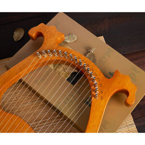 16 Strings Classical Lyre Harp Wooden Mahogany Musical Instrument W/Spare String