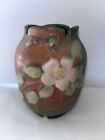 Vintage Roseville Pottery White Rose Pink & Green 978-4 Vase 4”