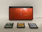Nintendo DS Lite Crimson Handheld System Red/Black Comes With Case 3 Games READ