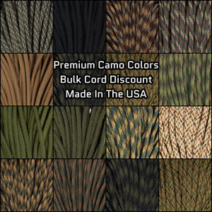 Paracord Planet 550 Paracord Camo Colors - 10-25-50-100 Ft Options - Made In USA