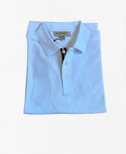 Burberry Men's Short Sleeve Casual Check Polo Shirt White M