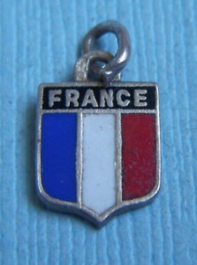 Vintage enamel France shield silver charm