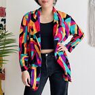 Vintage 1980s Colorful Geometric Lightweight Blazer Women’s Size M/L
