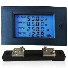 DC 100V 50A Voltage Current Power Energy Monitor Watt Meter LCD Digital + Shunt