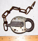 Small steel & iron padlock with chain, no key made by FRAIM    T1