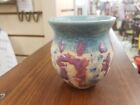 Vintage Small Studio Pottery Blue Green Dark Pink Vase Drip Glaze Signed MS