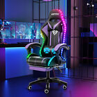 LED Executive Massage Office Chair Gaming Reclining Footrest Ergonomic Purple