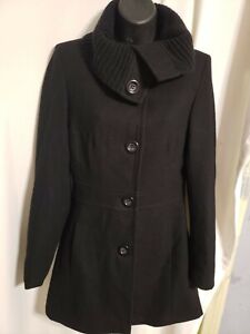 Freedom 2 be  Petite Black  high neck Trench Coat small see pics