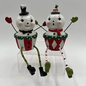 Johanna Parker Christmas Snowmen Cupcake Shelf Sitters Set Of 2
