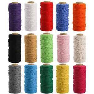 15 Rolls Macrame Cord, 2mm x 480 Yards Natural Cotton Twine String Cord, 3 St...