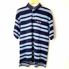 Vintage Tommy Hilfiger Polo Shirt Mens XL Blue White Striped Short Sleeve