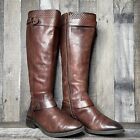 Womens Antonio Melani Eunice Brown Leather Tall Buckle Riding Boots Size 8.5 M