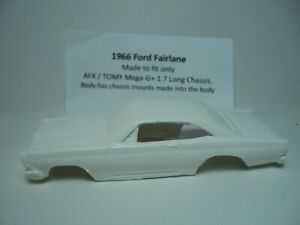 HO Slot Car Resin Body 1966 Ford Fairlane White AFX TOMY Mega-G+ 1.7 Chassis