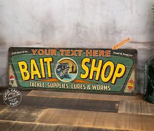 Personalized Bait Shop Sign Rustic Decor Vintage Fishing Tackle 106182002002