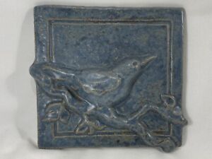 Janet Ontko Clay Forms - BIRD RESTING Art and Craft Style Tile  8 x 8 Slate