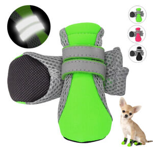 4pcs Dog Shoes Mesh Snow Rain Boots Booties Reflective Anti-slip Paw Protection