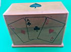 Vtg Standard Specialty Finest Decorative Wooden Box Playing Card Holder, 2 Decks