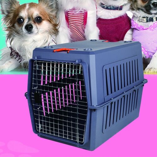 LUCKYERMORE Plastic Pet Cage Box Extra Large Dog Cat Carrier Kennel Crate Case