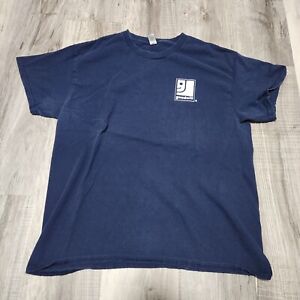 Goodwill T Shirt Mens L Navy Blue Chest Logo Short Sleeve Gildan 100% Cotton