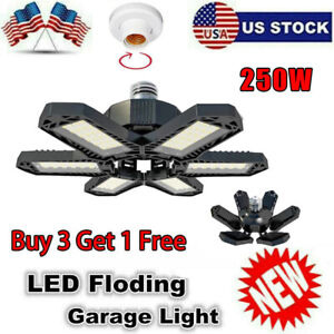 250W LED Garage Light Bright Work Shop Ceiling Lights Deformable 30000LM Bulb US