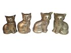 Set Of 4 Vintage Brass Kitty Cats Animal Figurines Lot