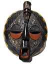 Vintage Handcarved Circular Ghana African Sese Wood Mask, Pre-owned