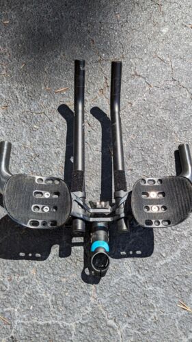 USED 3T Aura Carbon Aerobar TT Triathlon 38cm Ski-Bend Alloy Extensions and Stem