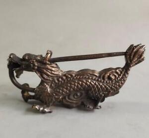 New ListingCollectible old Chinese folk pure copper handmade dragon statuary lock