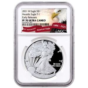 2021-W Silver Type 1 Proof American Eagle NGC PF70 UC ER Exclusive Eagle Label