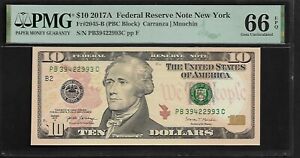 US 10 Dollars 2017A PMG 66 EPQ UNC Fr #2045-B FRN New York
